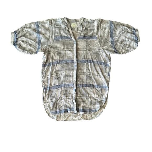 Maeve Lena Tunic Top Small Blue White Cotton Gauzy Loose Flowy - Picture 2 of 8